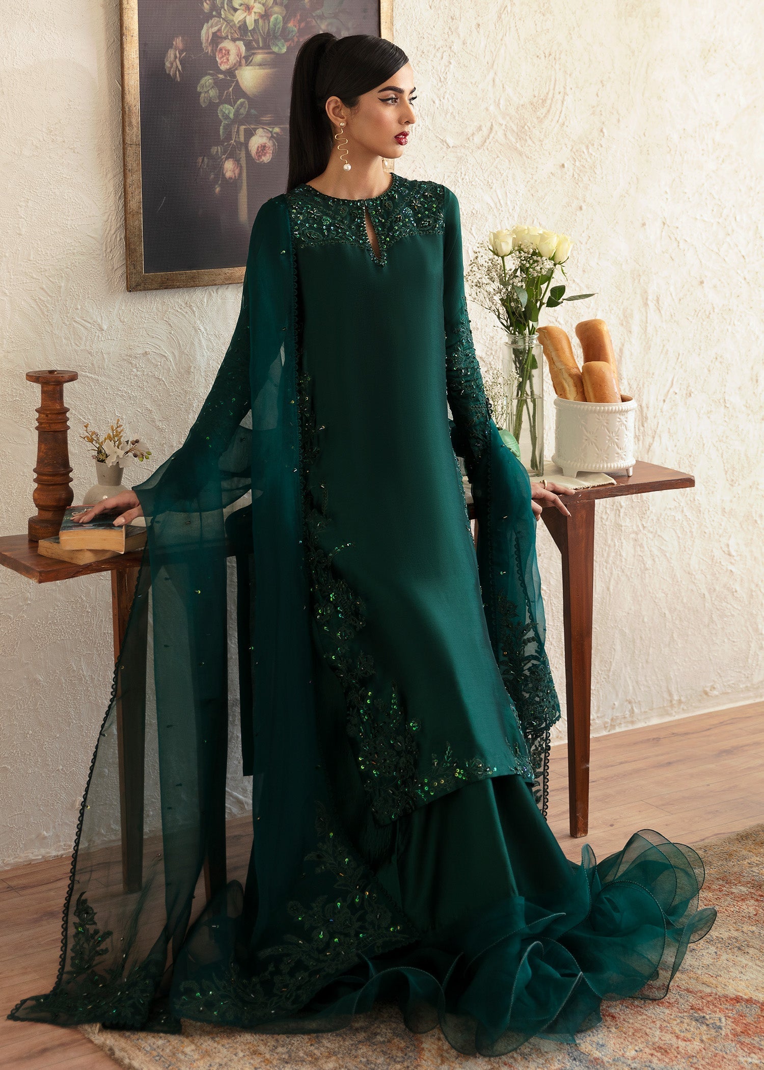 Kanwal Malik 3 Piece Pret Suit - Green - LB287410