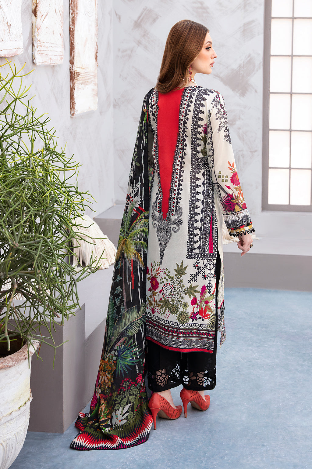 Ramsha 3 Piece Custom Stitched Suit - Off-White - LB285962