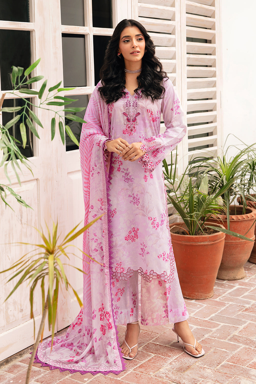 Ramsha 3 Piece Custom Stitched Suit - Pink - LB285968