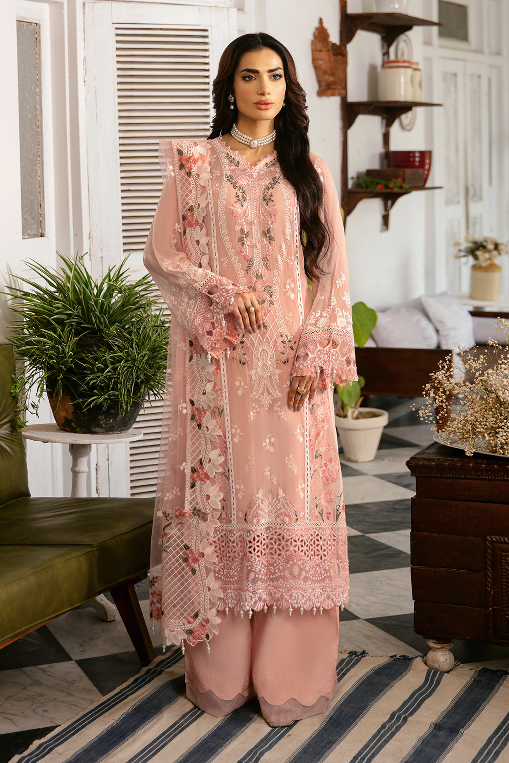 Ramsha 3 Piece Custom Stitched Suit - Pink - LB28955