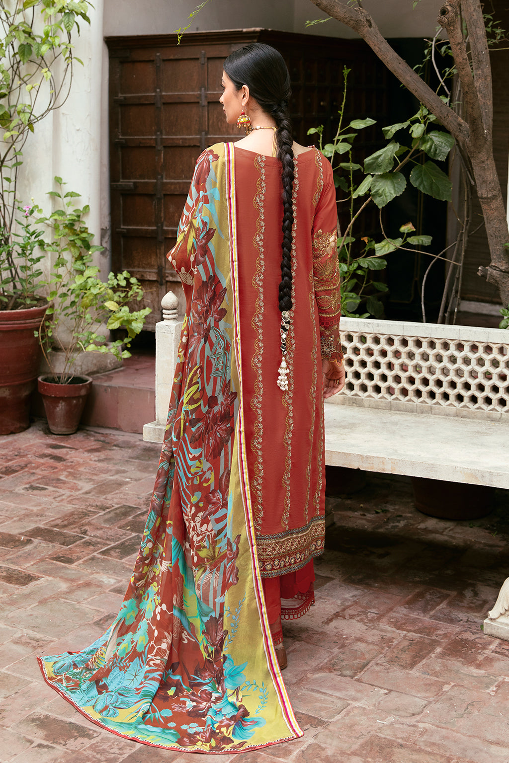 Ramsha 3 Piece Custom Stitched Suit - Orange - LB285983