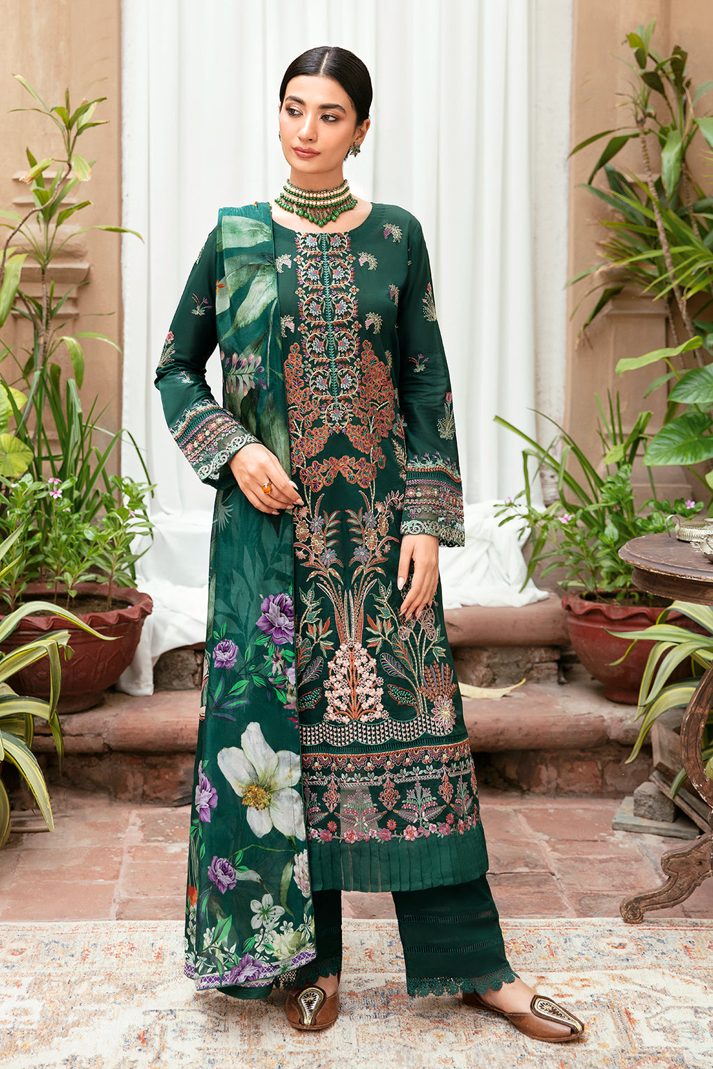 Ramsha 3 Piece Custom Stitched Suit - Green - LB285974