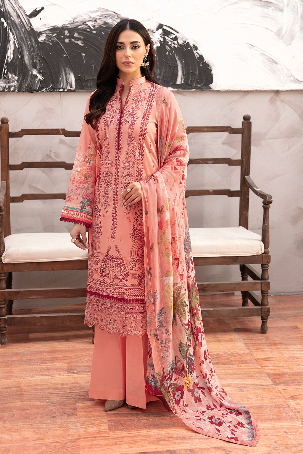 Ramsha 3 Piece Custom Stitched Suit - Pink - LB285963