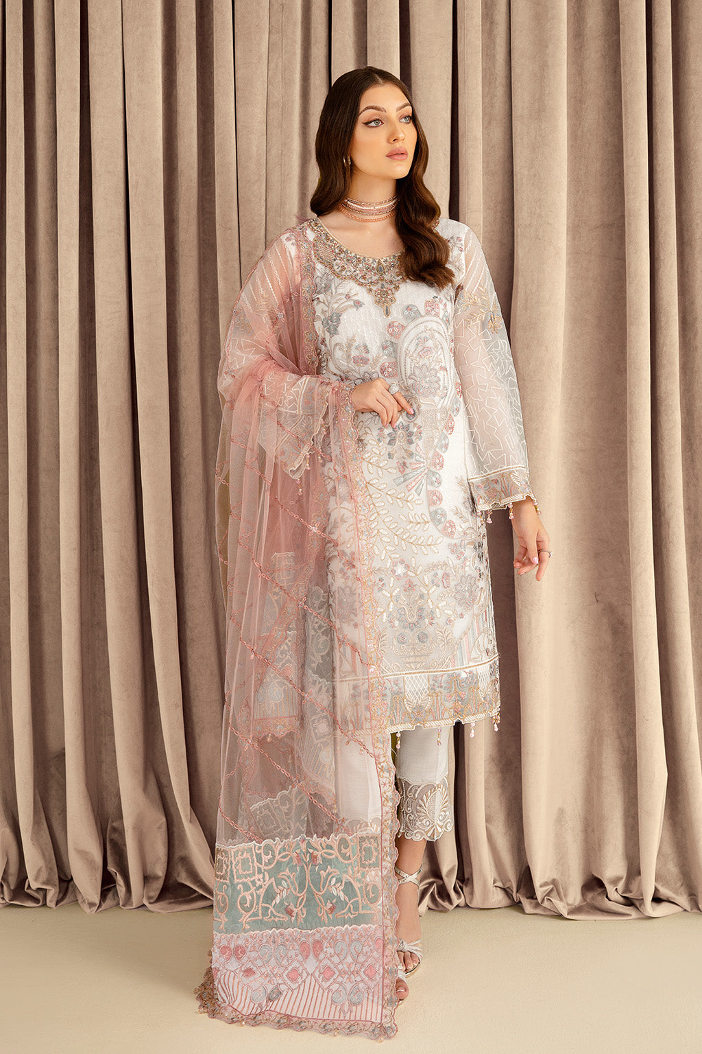 Ramsha 3 Piece Custom Stitched Suit - White - LB26836