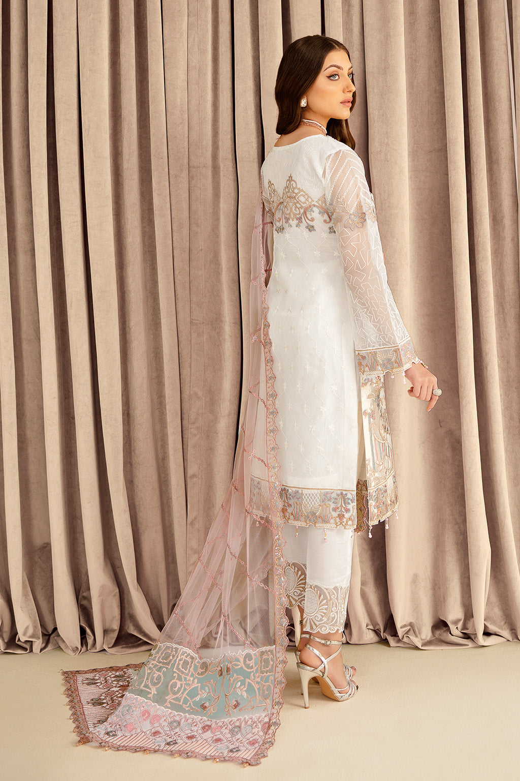 Ramsha 3 Piece Custom Stitched Suit - White - LB26836