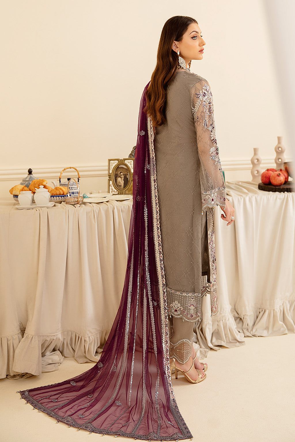 Ramsha 3 Piece Custom Stitched Suit - Gray - LB26833