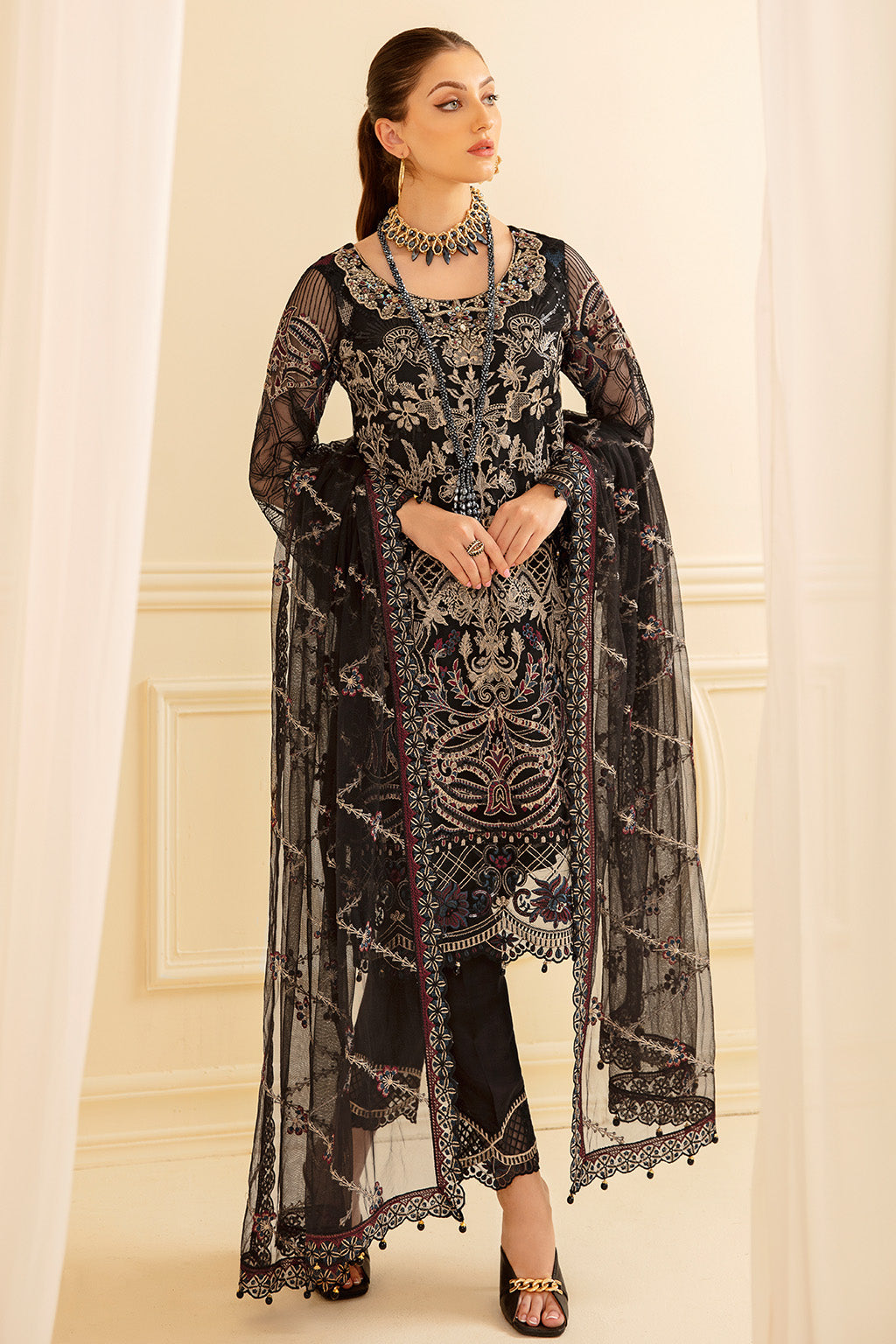 Ramsha 3 Piece Custom Stitched Suit - Black - LB26832