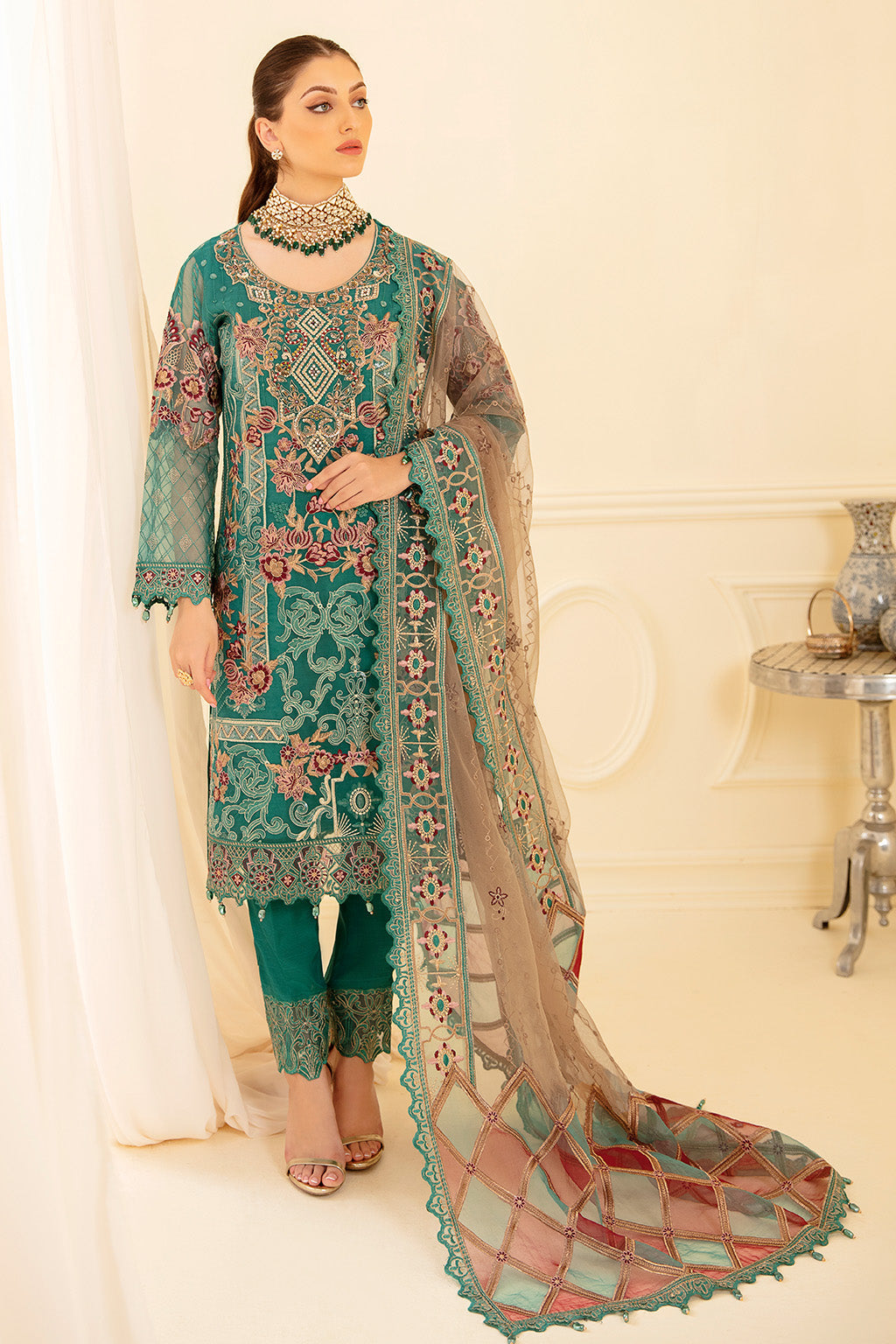 Ramsha 3 Piece Custom Stitched Suit - Green - LB26837