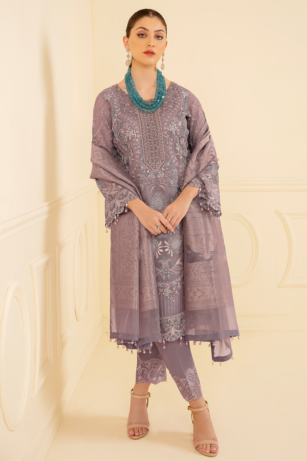 Ramsha 3 Piece Custom Stitched Suit - Purple - LB26844