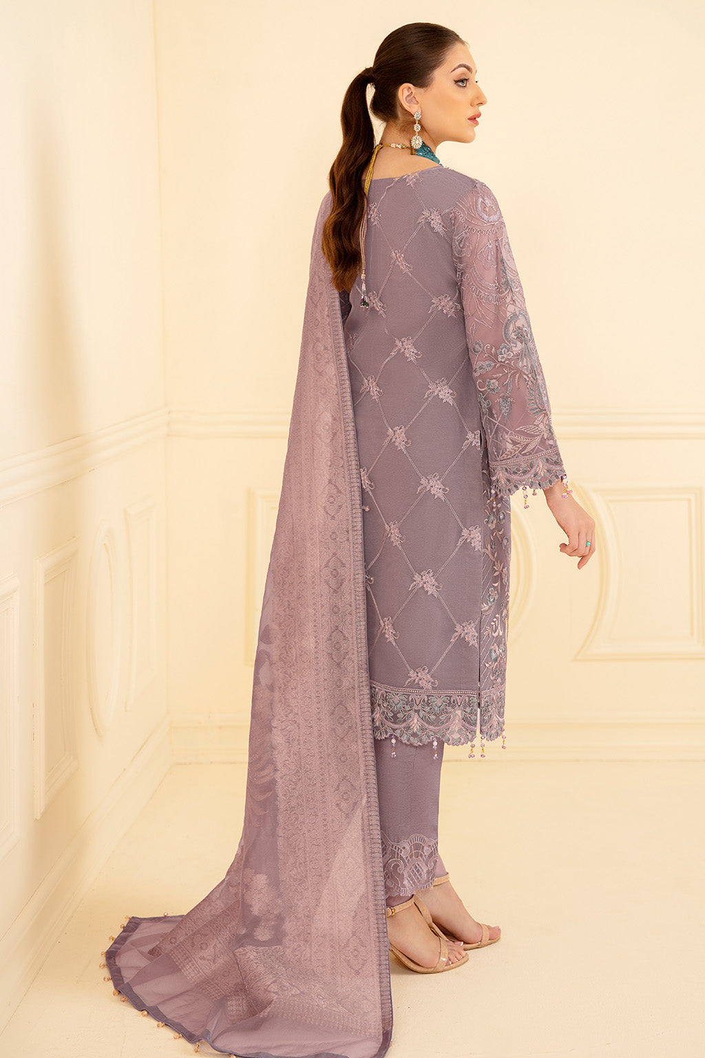 Ramsha 3 Piece Custom Stitched Suit - Purple - LB26844