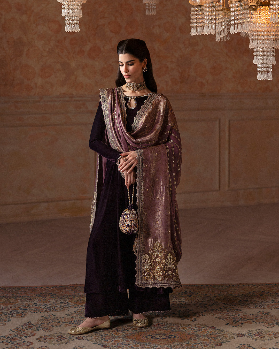 Faiza Saqlain 3 Piece Pret Suit - Purple - LB289151