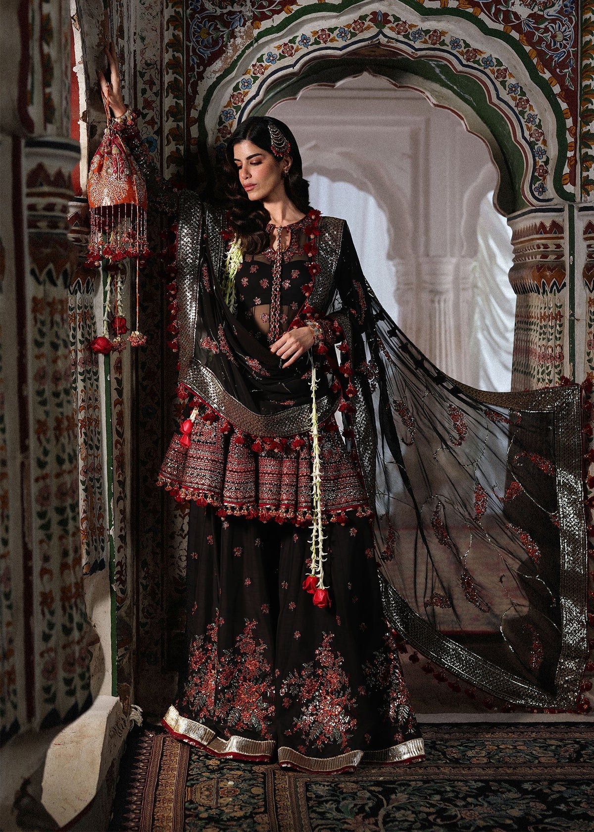 Hussain Rehar 3 Piece Custom Stitched Suit - Black - LB31342