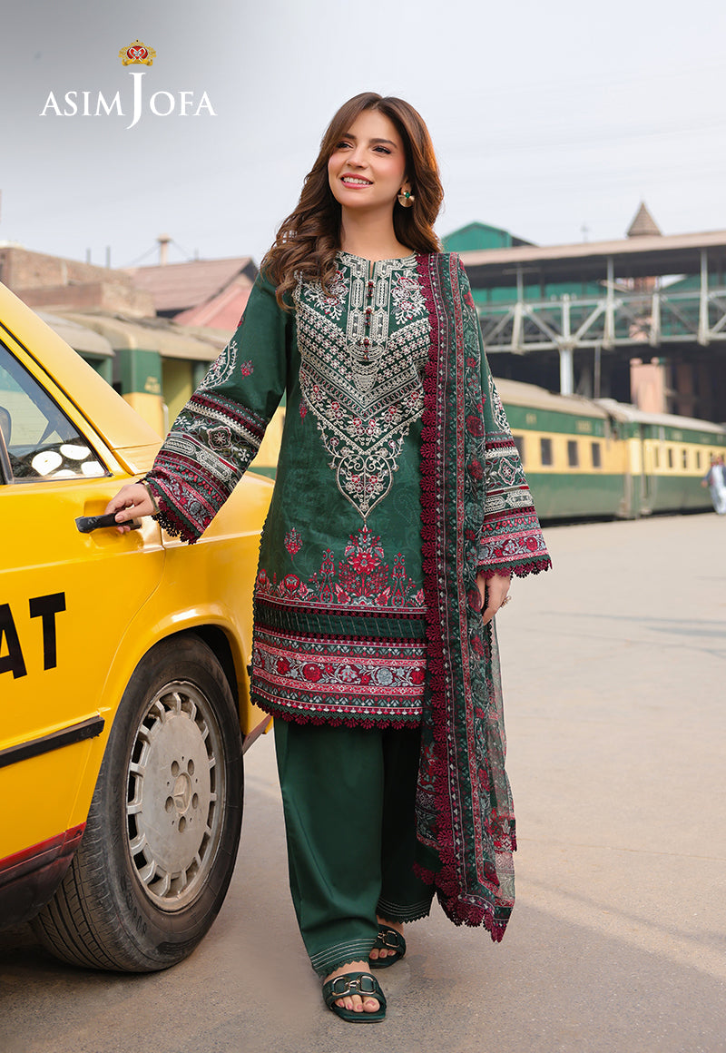 Asim Jofa 3 Piece Custom Stitched Suit - Green - LB29788