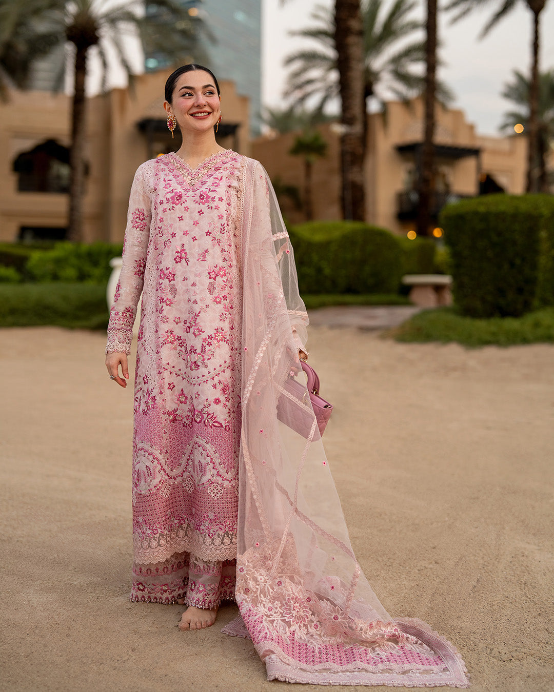 Faiza Saqlain 3 Piece Custom Stitched Suit - Pink - LB31616