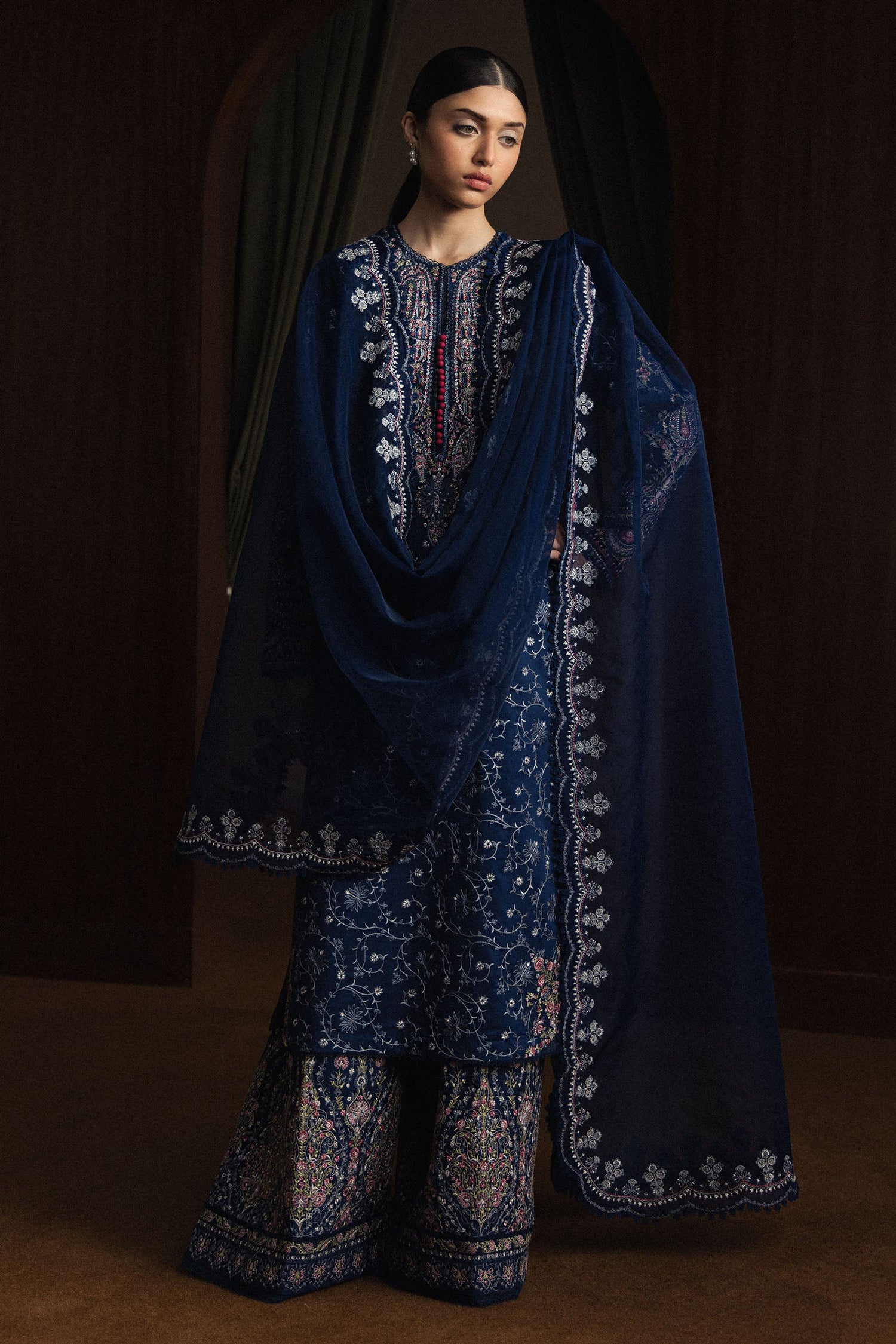 Zara Shahjahan 3 Piece Custom Stitched Suit - Blue - LB31372