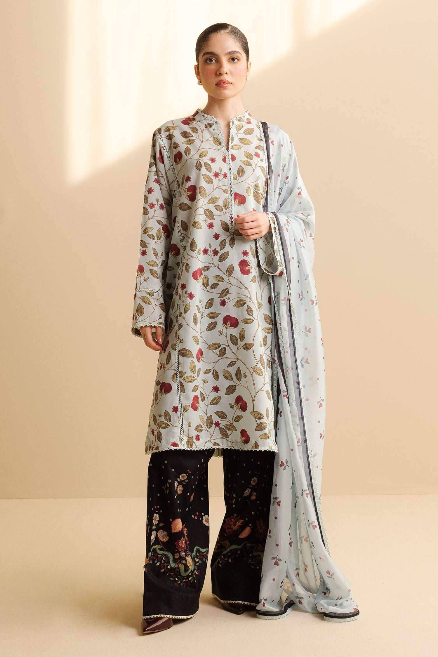 Zara Shahjahan 3 Piece Custom Stitched Suit - Blue - LB30253