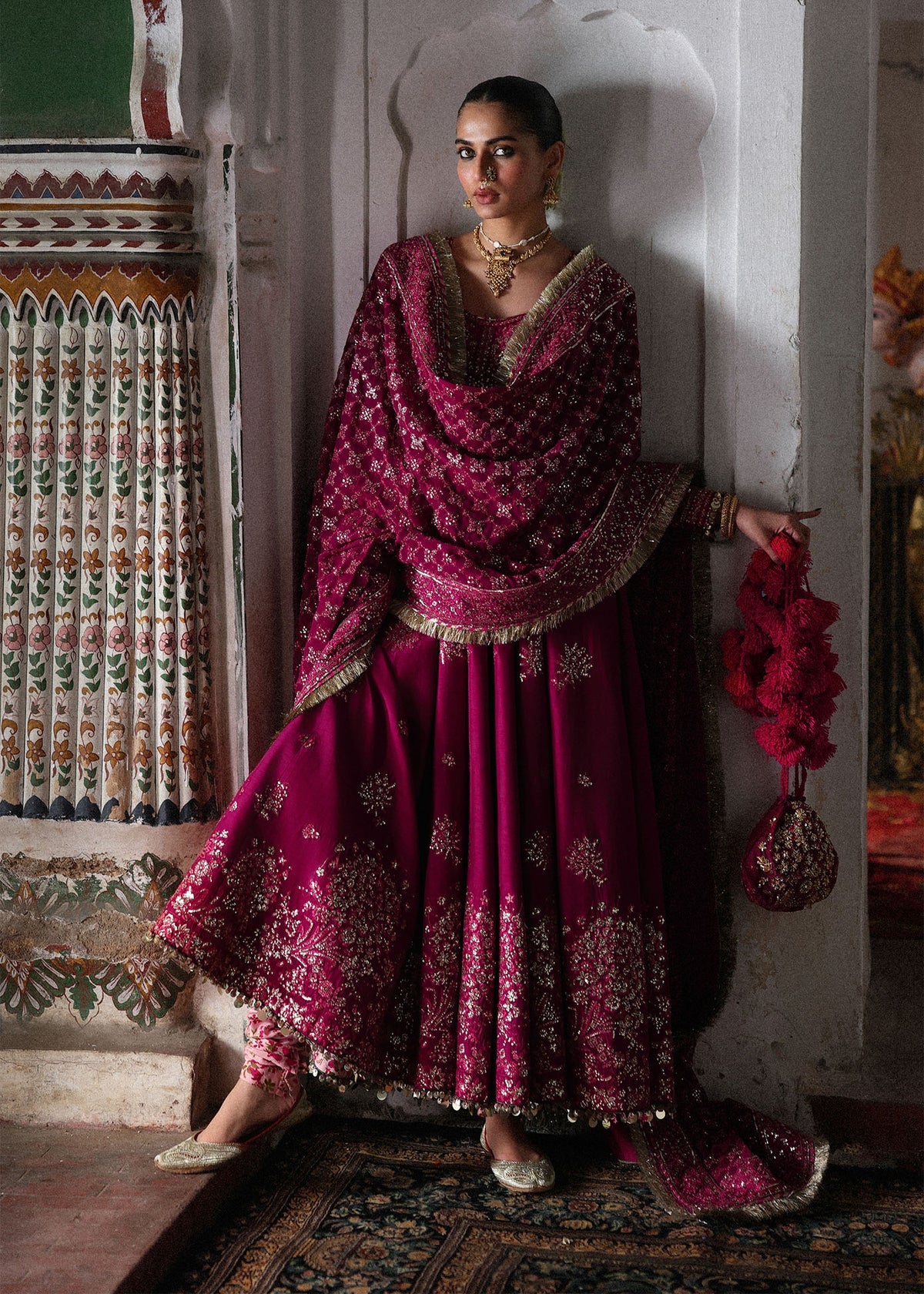 Hussain Rehar 3 Piece Custom Stitched Suit - Hot Pink - LB31341