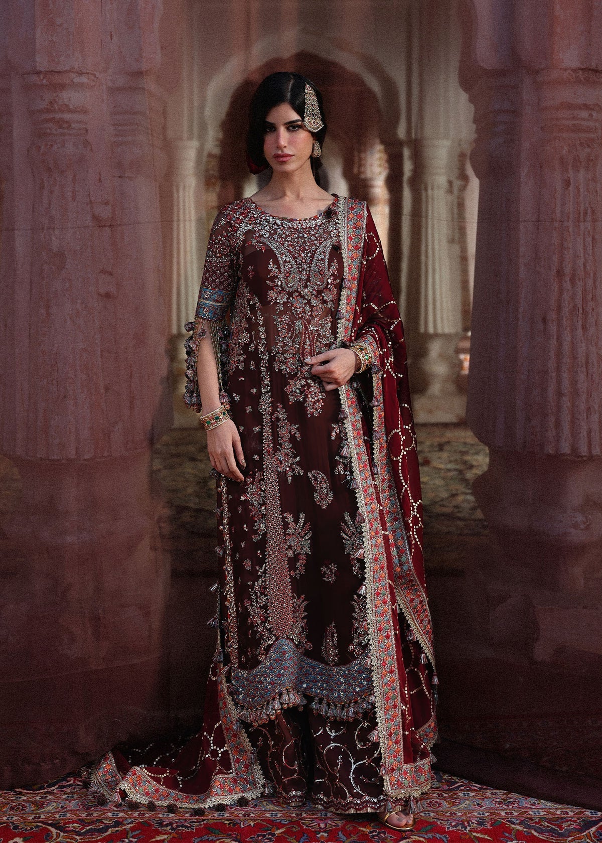 Hussain Rehar 3 Piece Custom Stitched Suit - Brown - LB31335