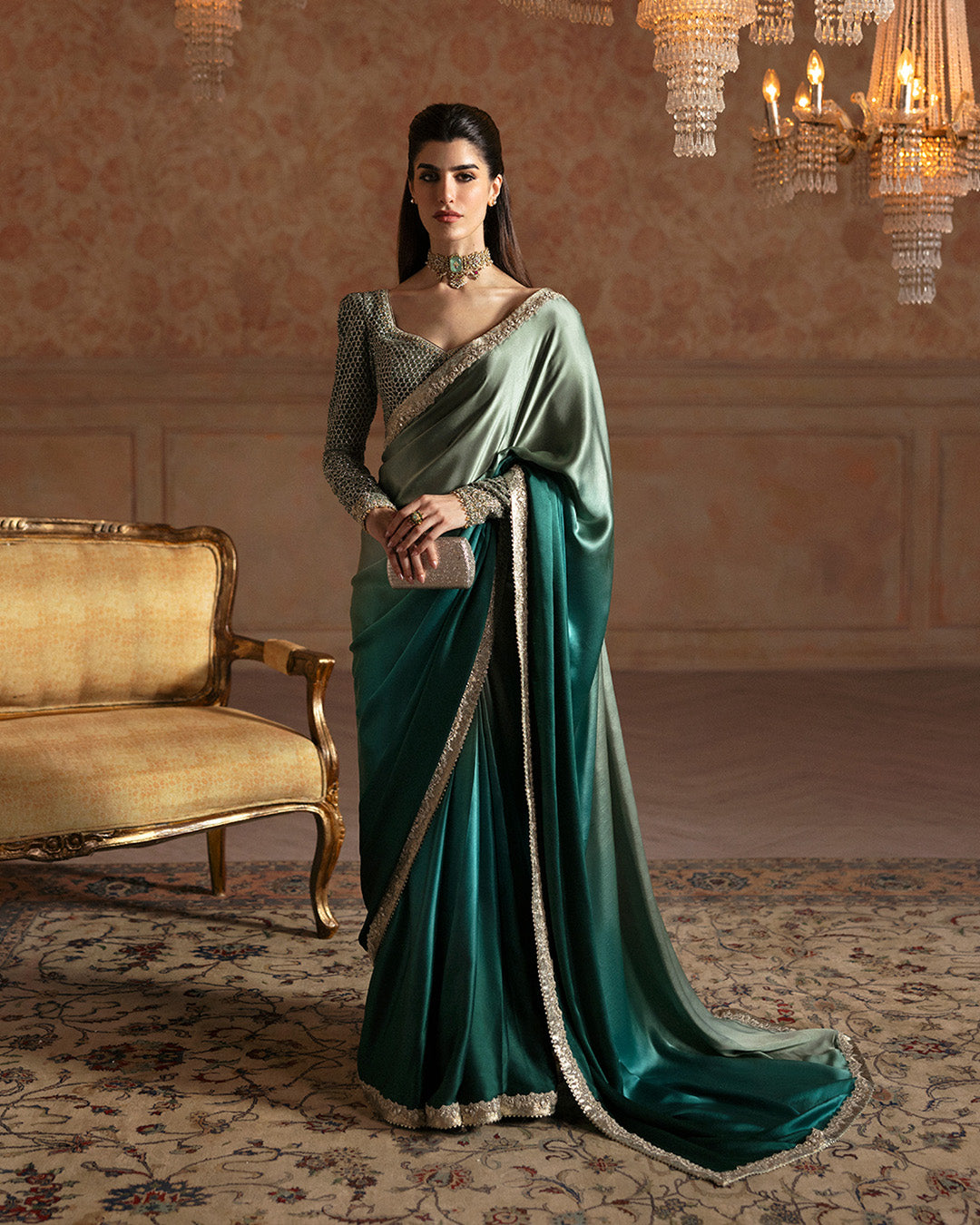 Faiza Saqlain 3 Piece Pret Suit - Green - LB289152