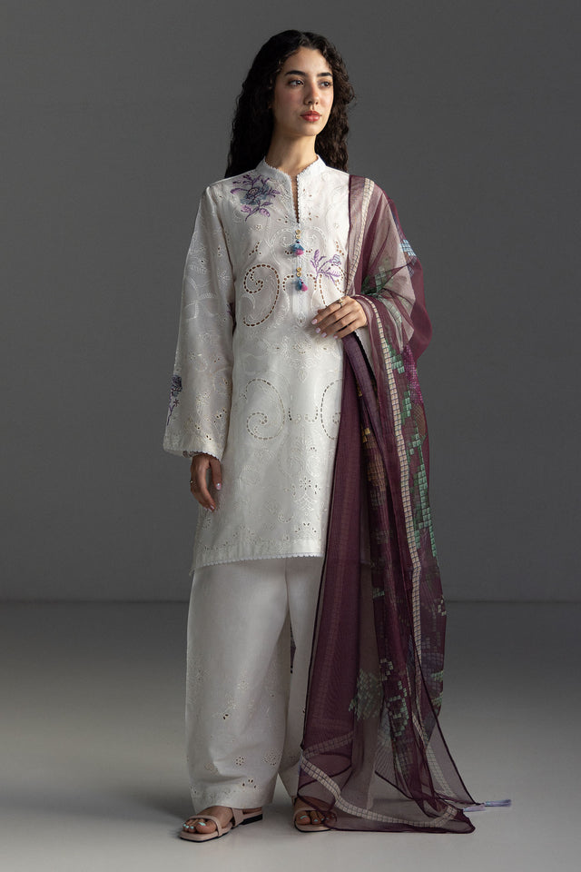 Zara Shahjahan 3 Piece Custom Stitched Suit - Off-White - LB31173