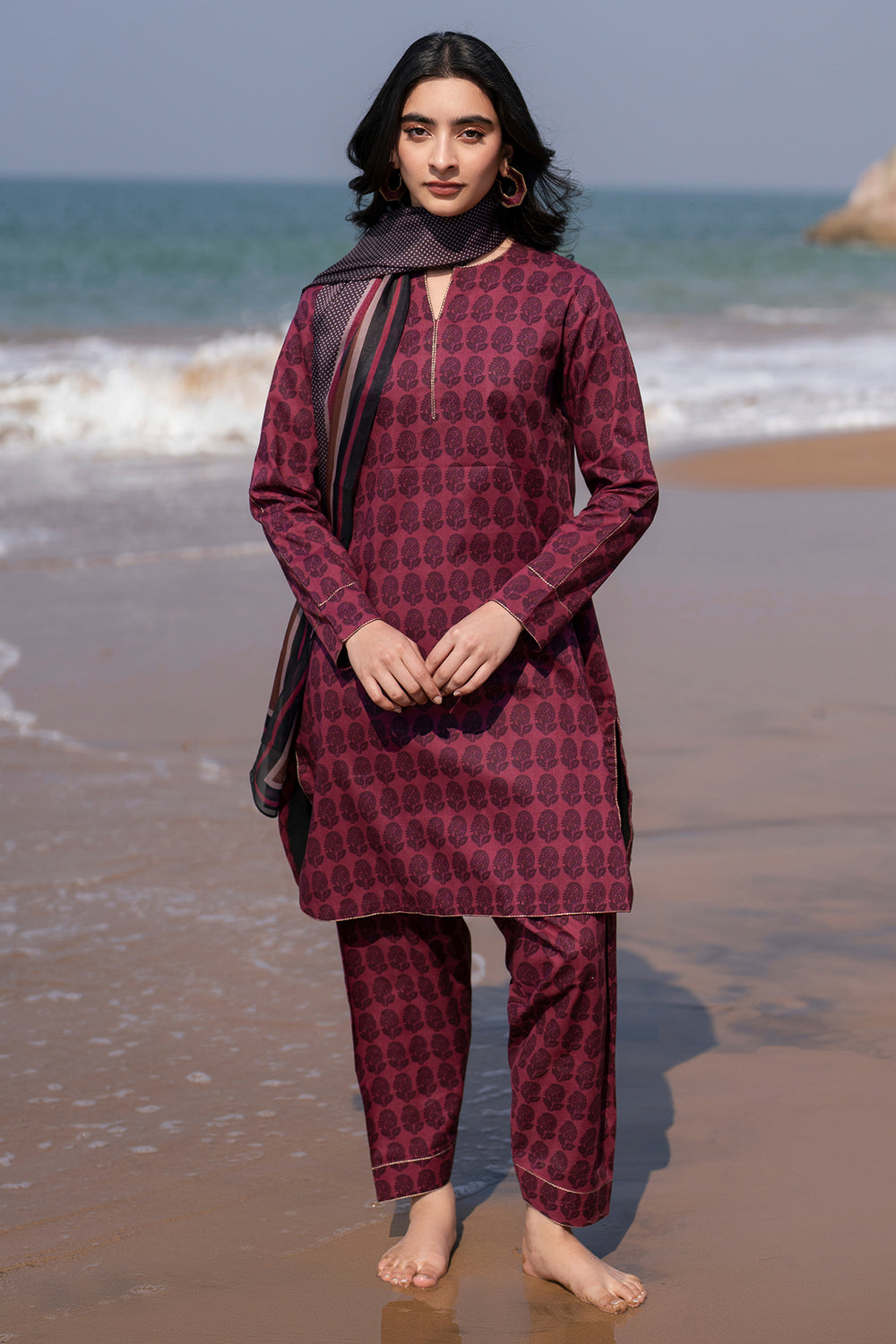 Jazmin 3 Piece Custom Stitched Suit - Red - LB30341