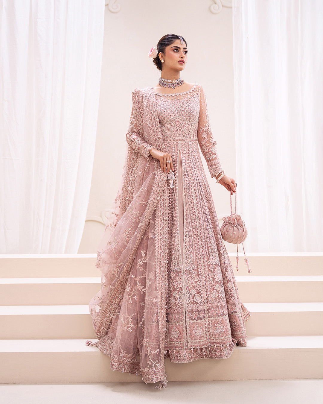 Faiza Saqlain 3 Piece Custom Stitched Suit - Pink - LB31350