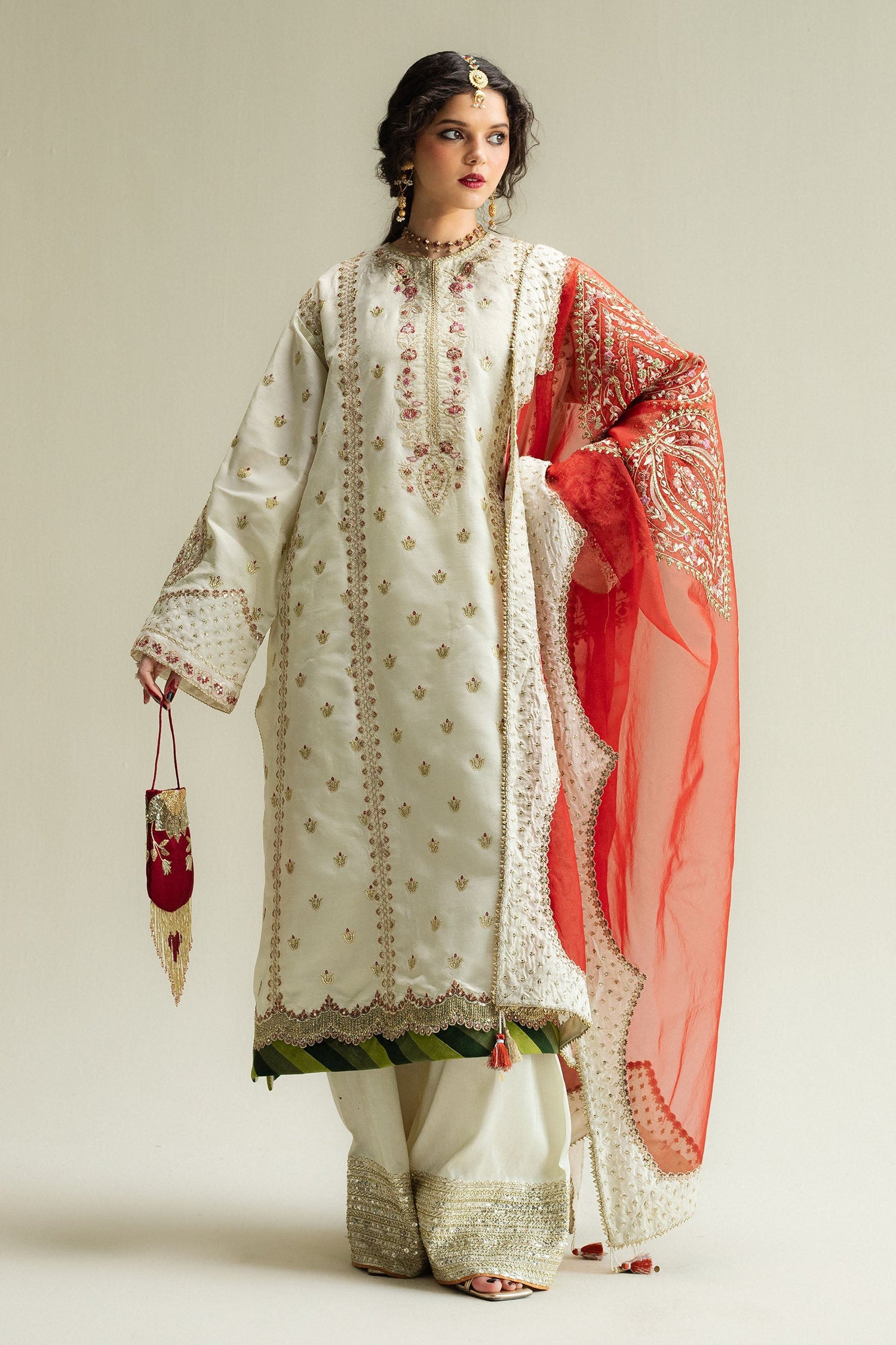 Zara Shahjahan 3 Piece Custom Stitched Suit - Beige - LB31384