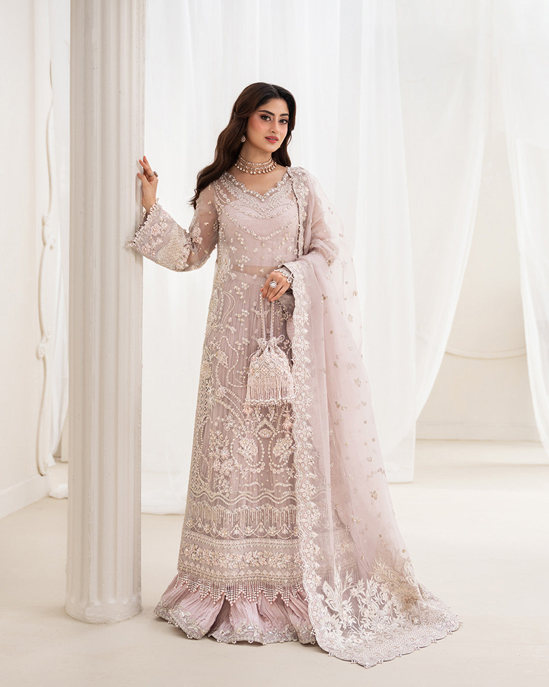 Faiza Saqlain 3 Piece Custom Stitched Suit - Pink - LB31351