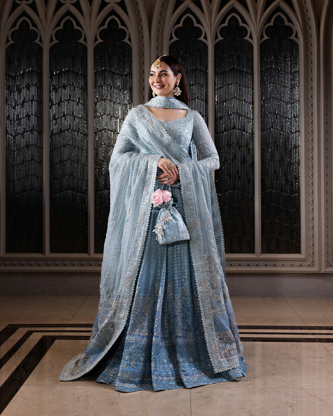 Faiza Saqlain 3 Piece Custom Stitched Suit - Blue - LB288223