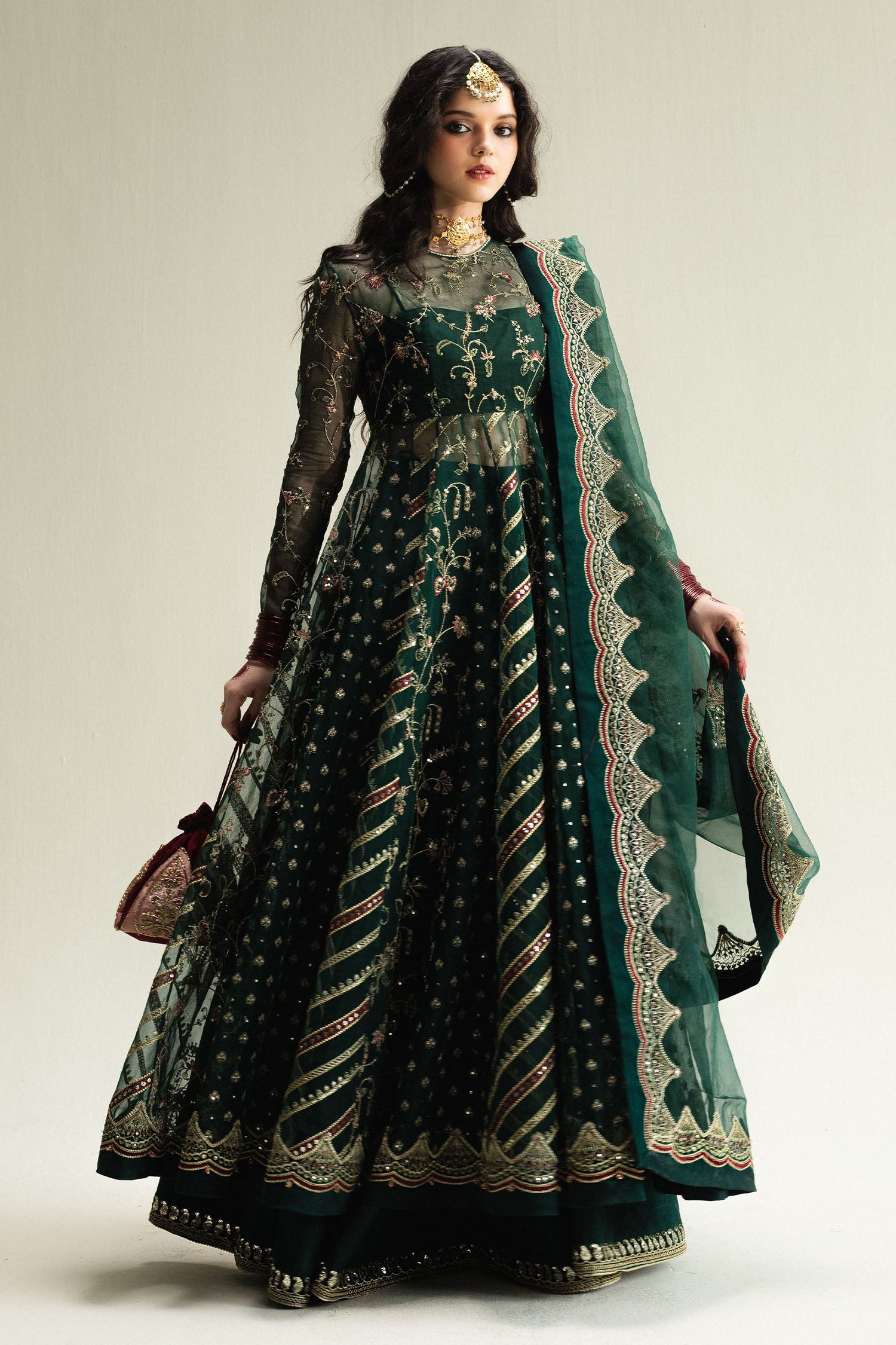 Zara Shahjahan 3 Piece Custom Stitched Suit - Green - LB31383