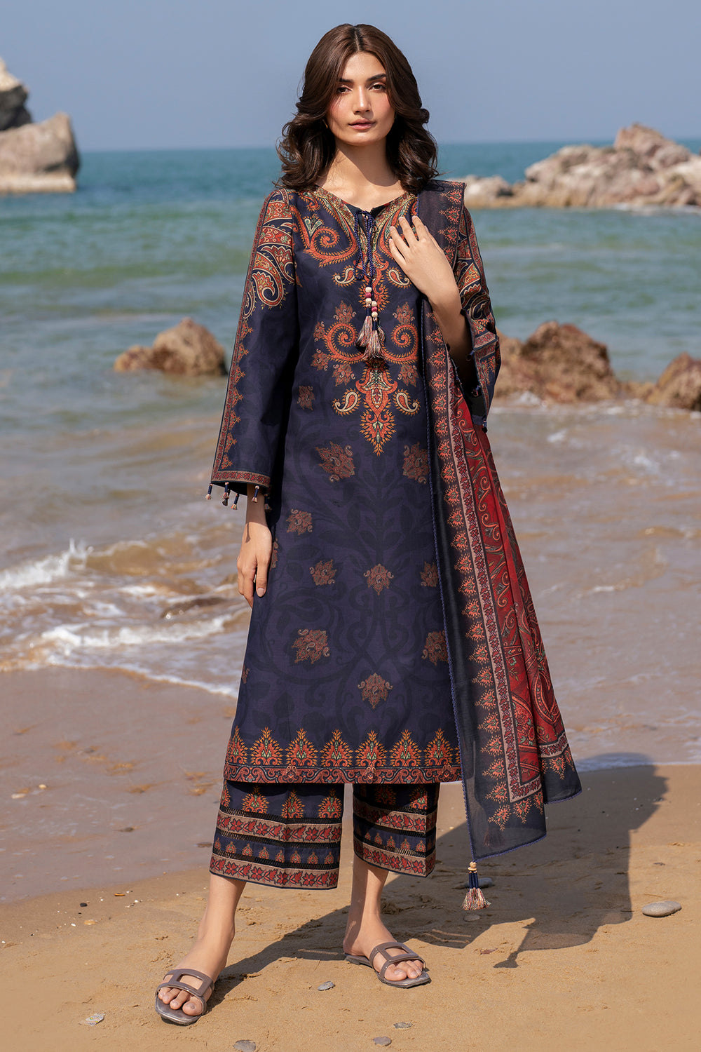 Jazmin 3 Piece Custom Stitched Suit - Blue - LB30340