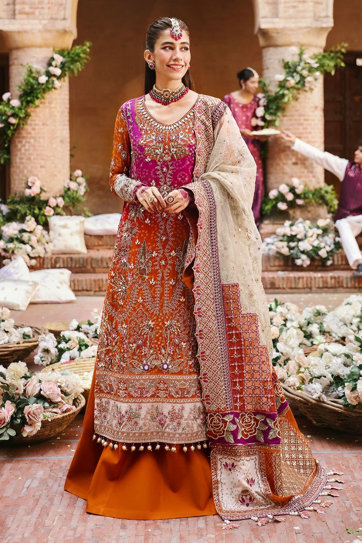 Nureh 3 Piece Custom Stitched Suit - Orange - LB287874