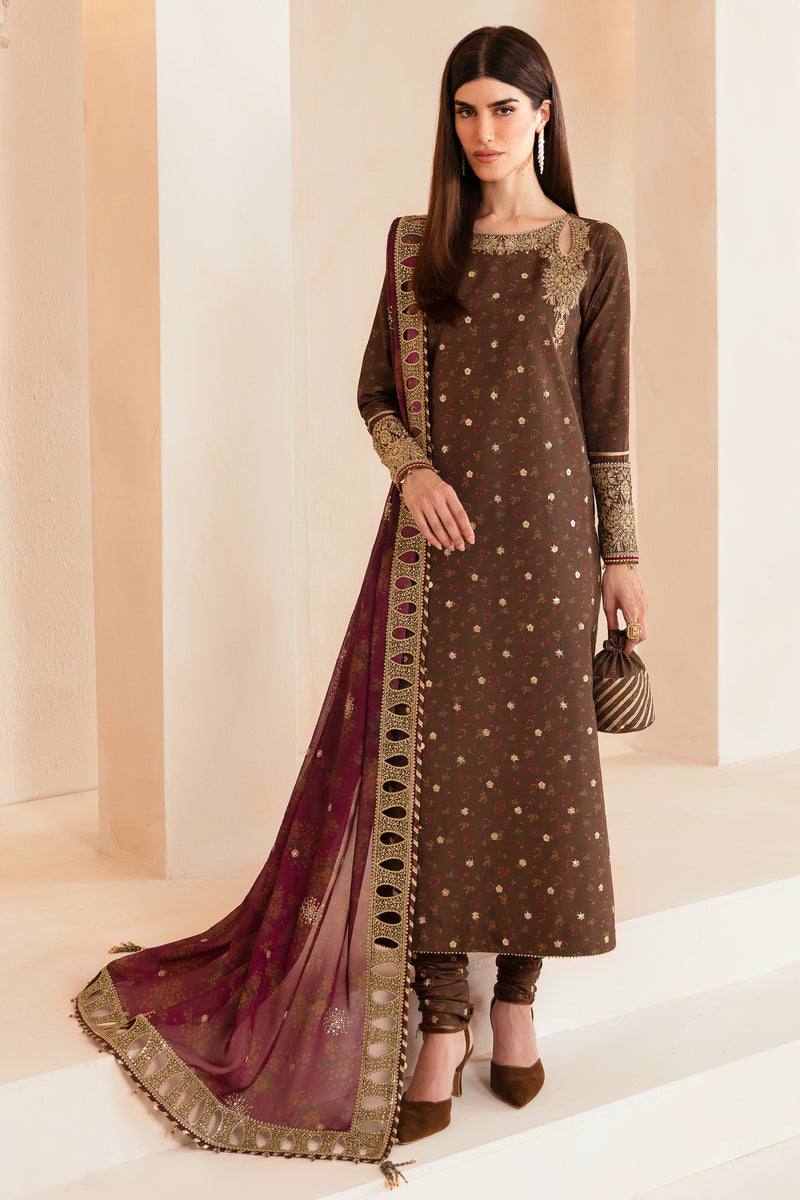 Jazmin 3 Piece Custom Stitched Suit - Brown - LB287956