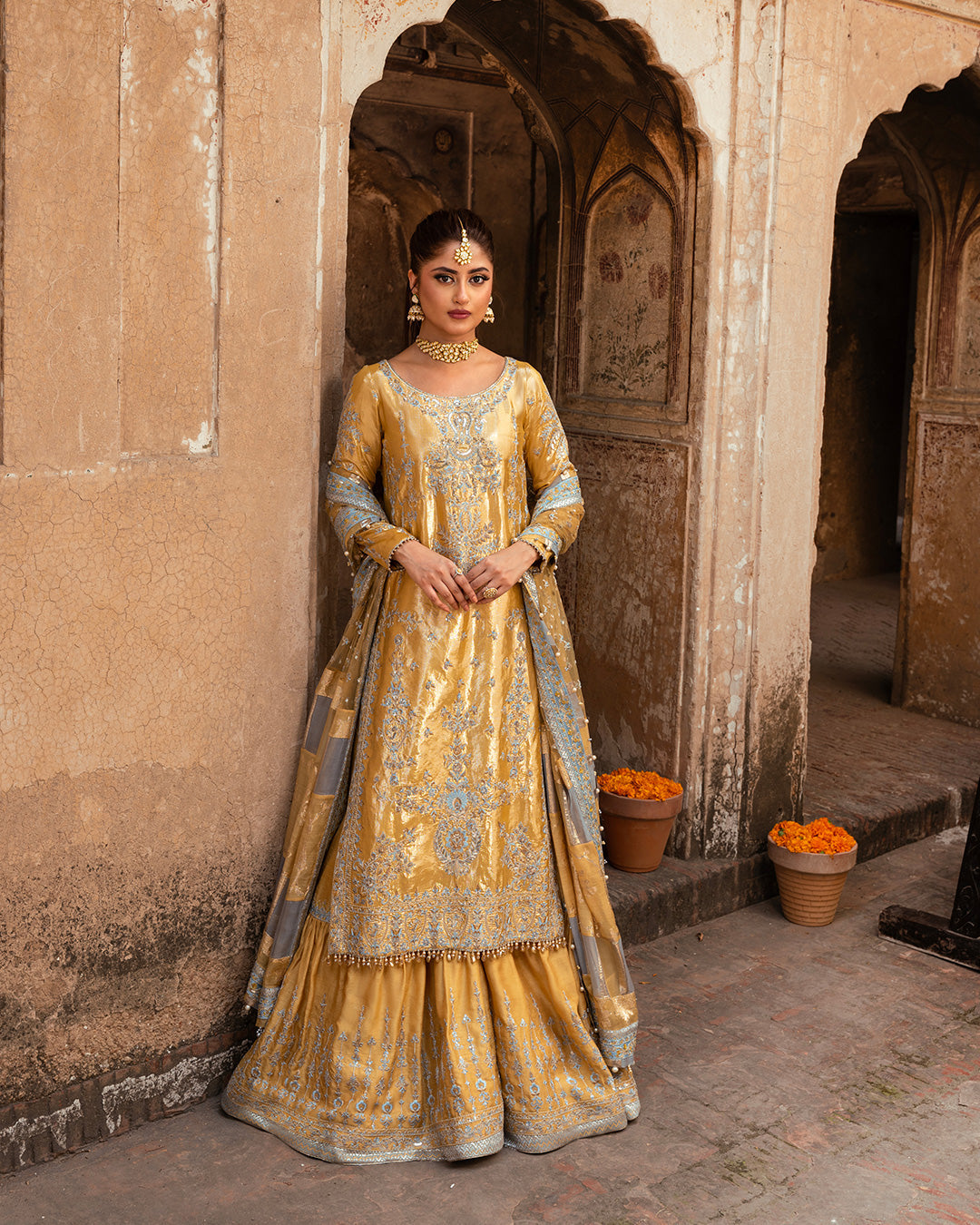 Faiza Saqlain 3 Piece Custom Stitched Suit - Yellow - LB27882