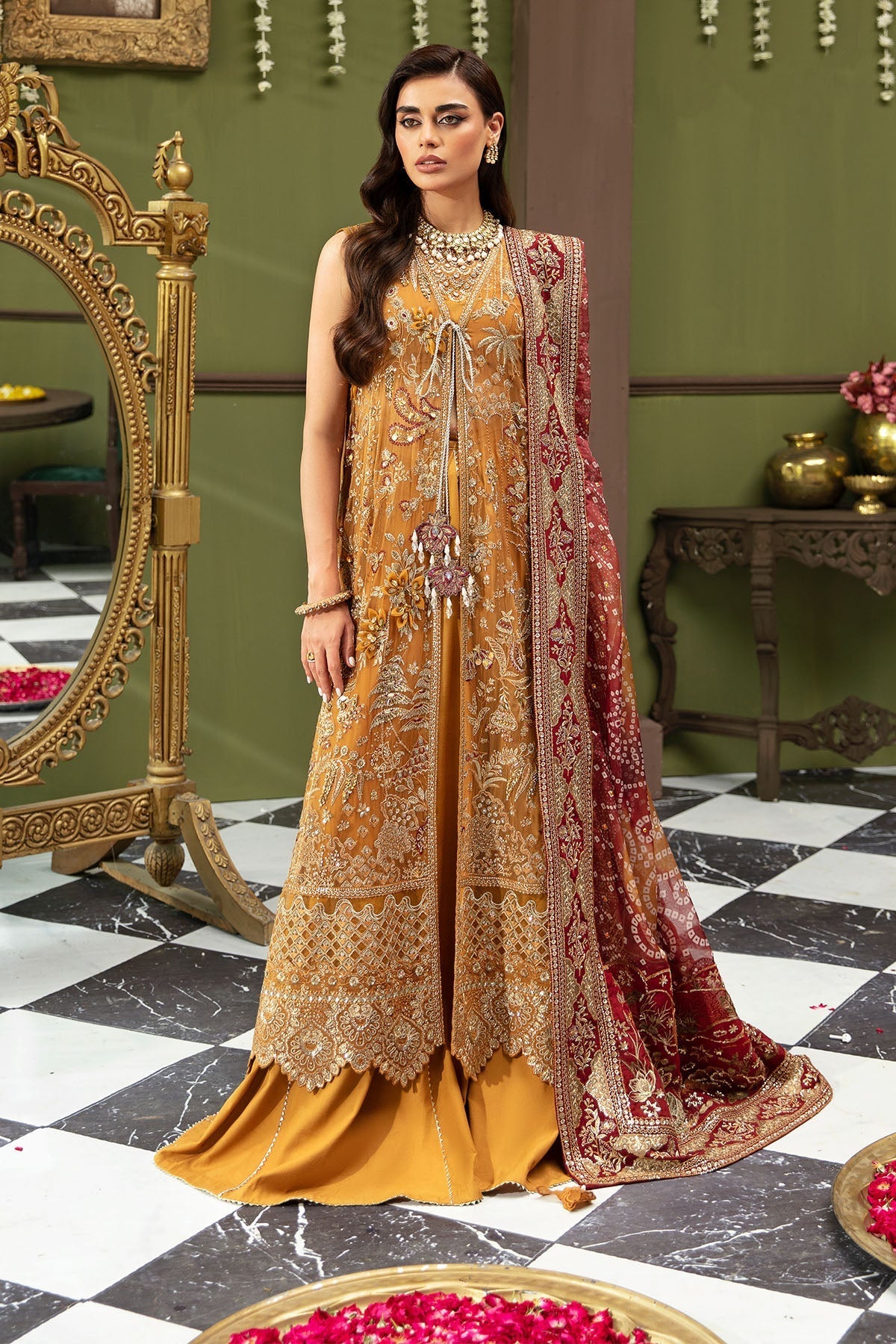 Nureh 3 Piece Custom Stitched Suit - Yellow - LB287872