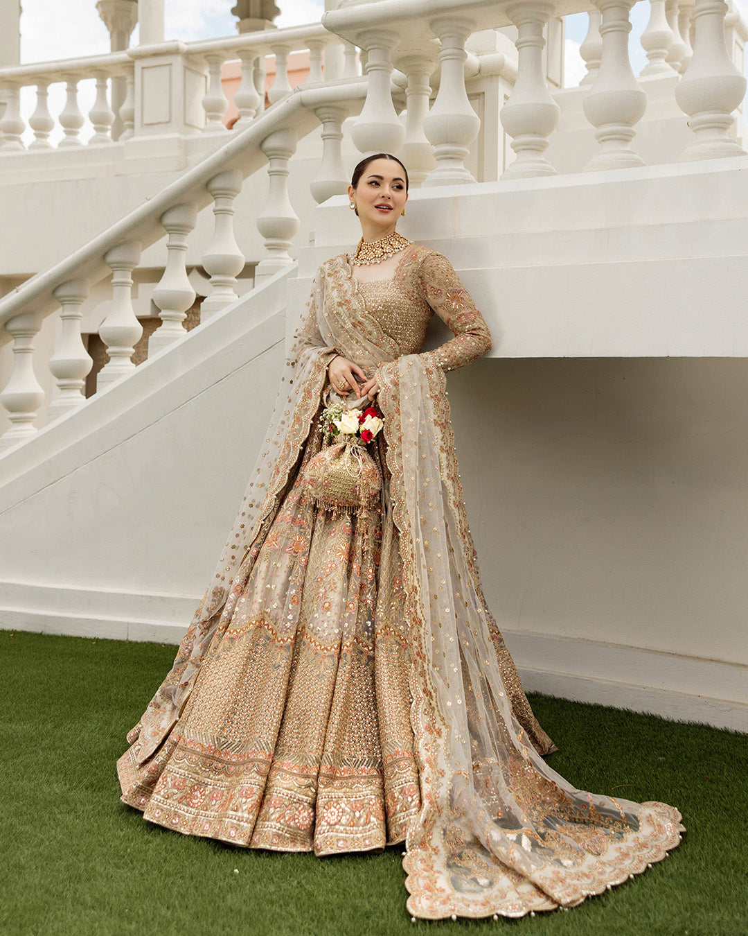 Faiza Saqlain 3 Piece Custom Stitched Suit - Beige - LB288225