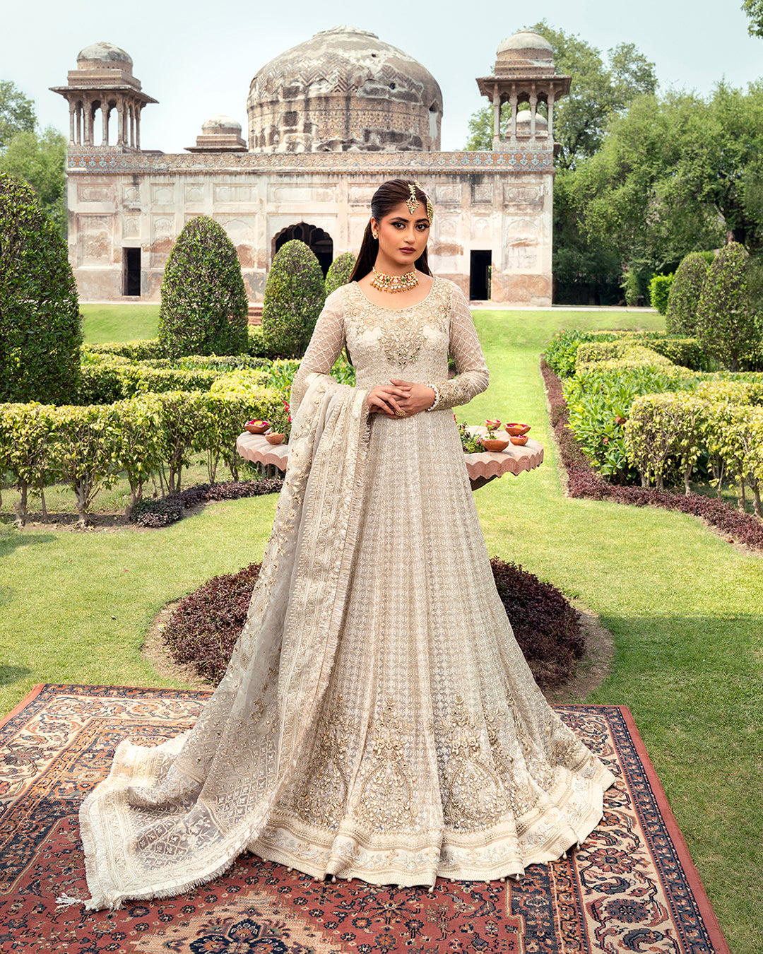 Faiza Saqlain 3 Piece Custom Stitched Suit - Off-White - LB27886