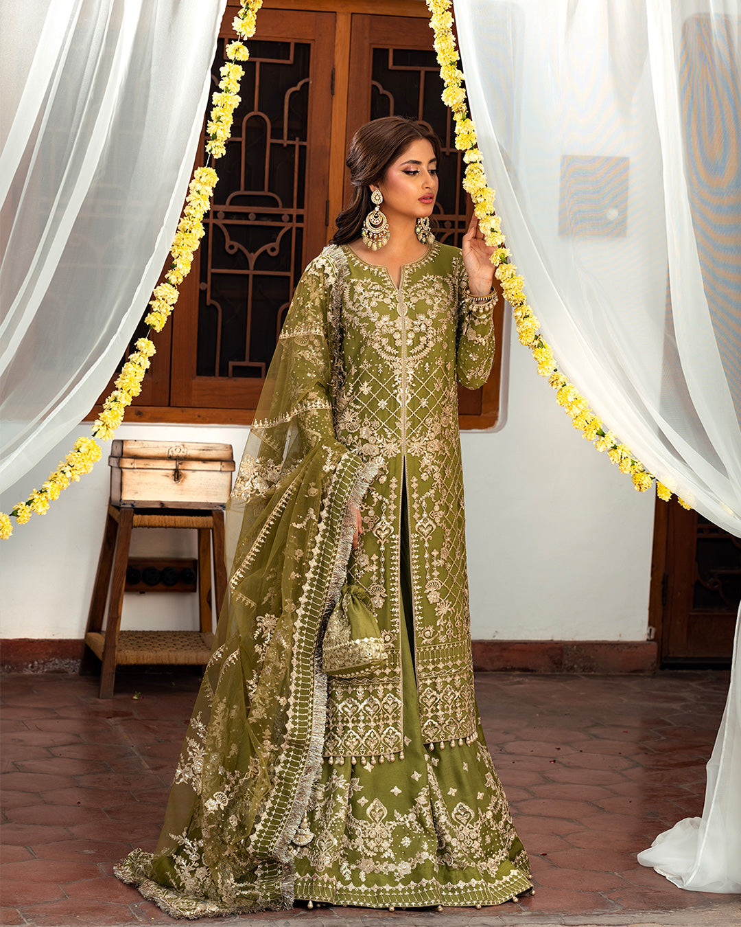 Faiza Saqlain 3 Piece Custom Stitched Suit - Green - LB27884