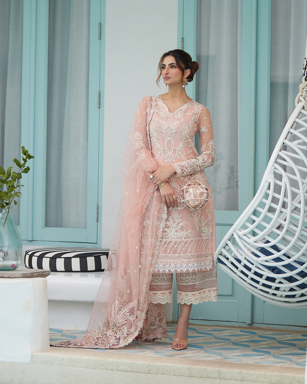 Faiza Saqlain 3 Piece Custom Stitched Suit - Pink - LB286676