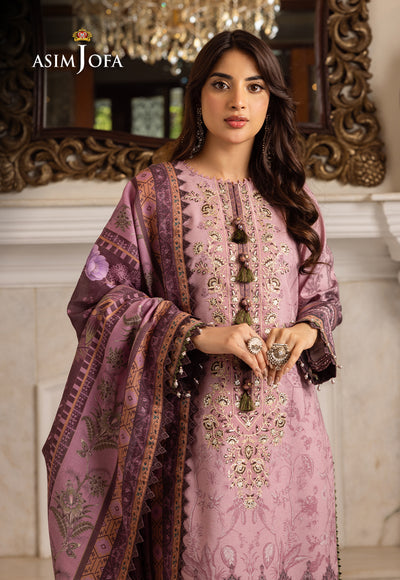 Asim Jofa 3 Piece Custom Stitched Suit - Purple - LB285062