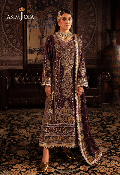 Asim Jofa 3 Piece Custom Stitched Suit - Purple - LB285116