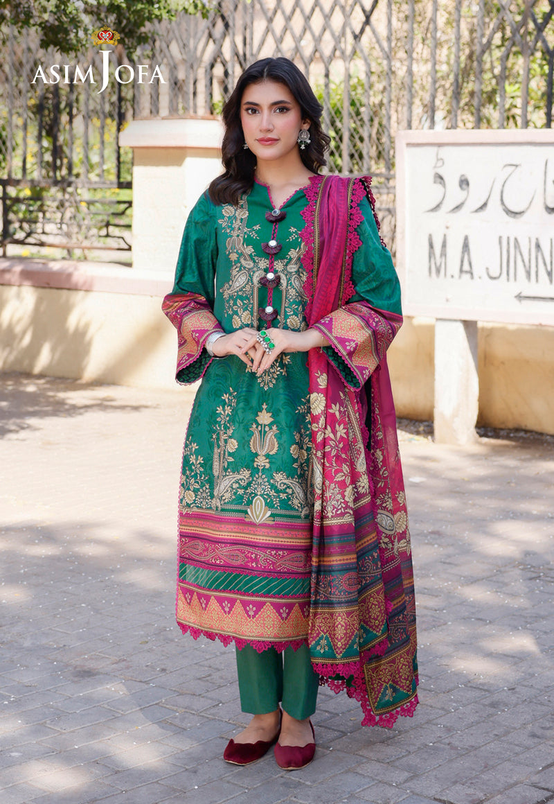 Asim Jofa 3 Piece Custom Stitched Suit - Green - LB287335