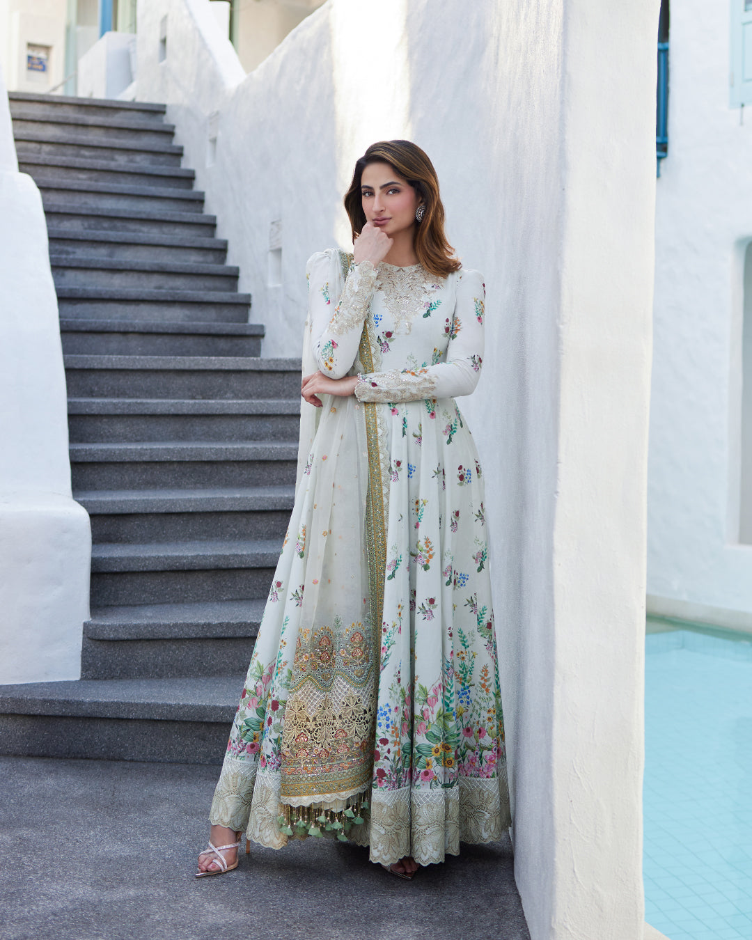 Faiza Saqlain 3 Piece Custom Stitched Suit - Off-White - LB286665