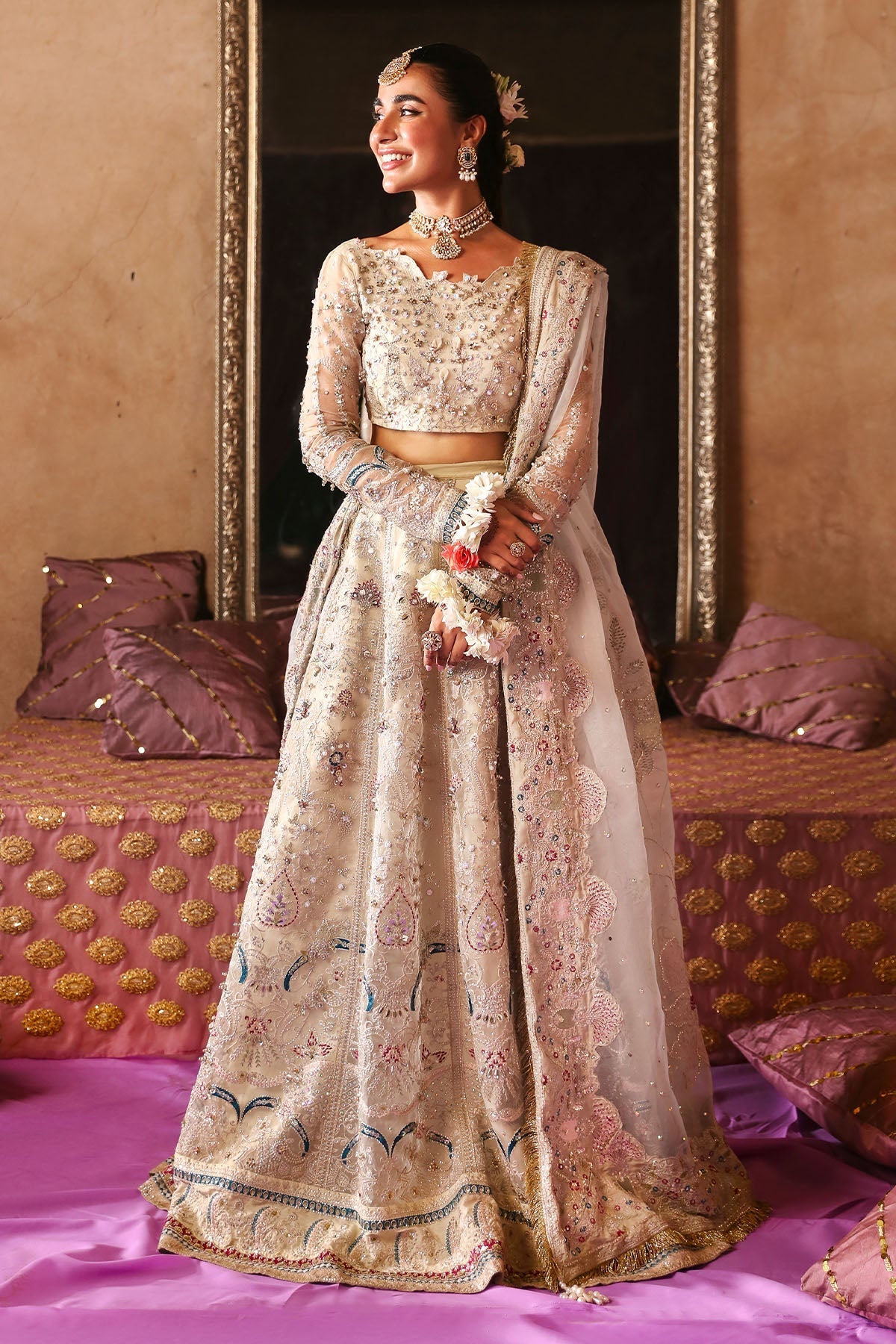 Nureh 3 Piece Custom Stitched Suit - Beige - LB287879