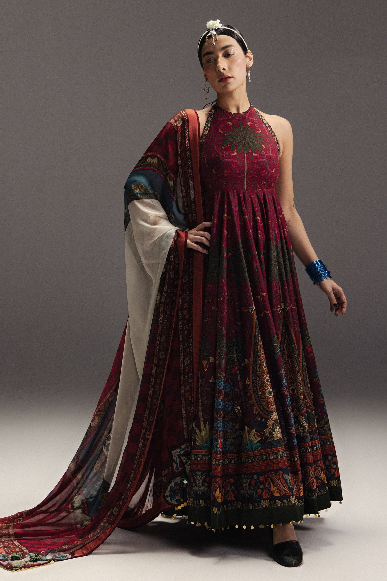 Zara Shahjahan 3 Piece Custom Stitched Suit - Burgundy - LB31700