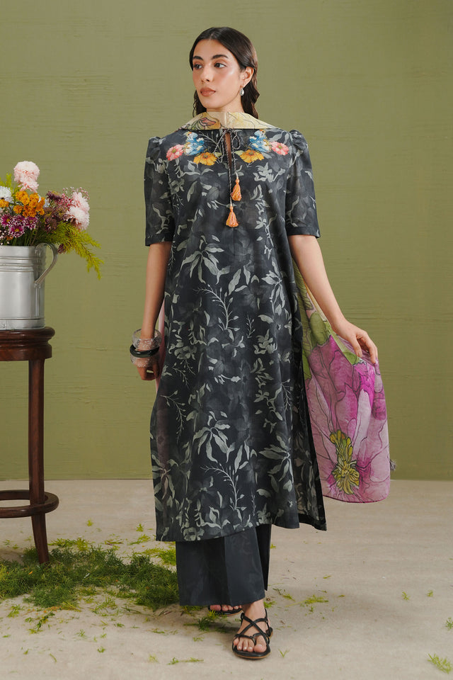 Zara Shahjahan 3 Piece Custom Stitched Suit - Black - LB31178