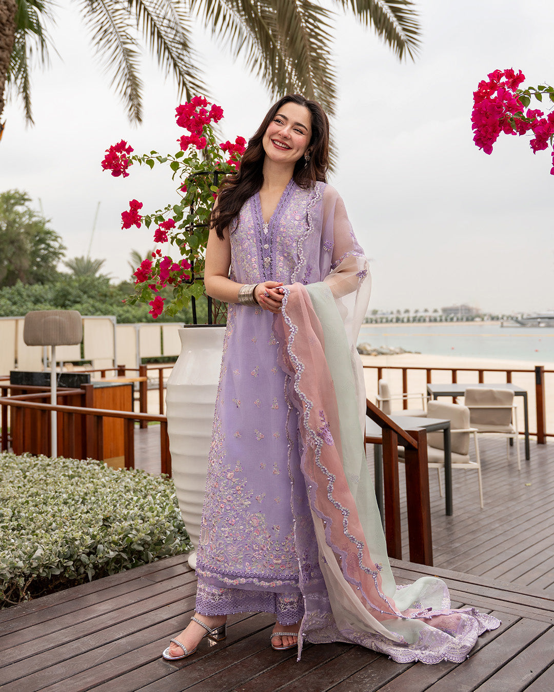 Faiza Saqlain 3 Piece Custom Stitched Suit - Purple - LB31618