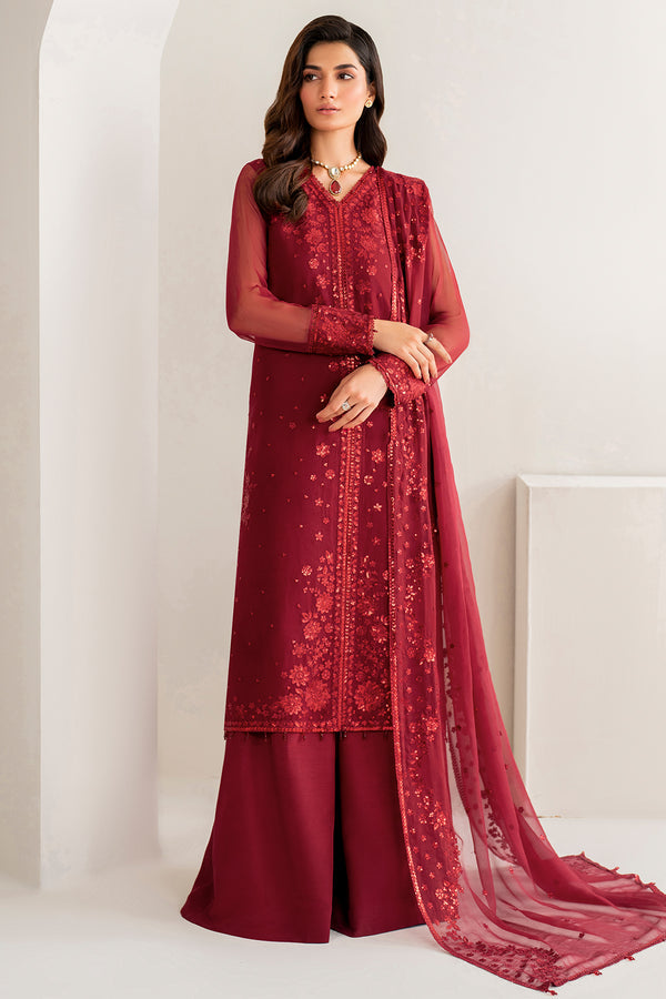 Farasha 3 Piece Custom Stitched Suit - Red - LB289069