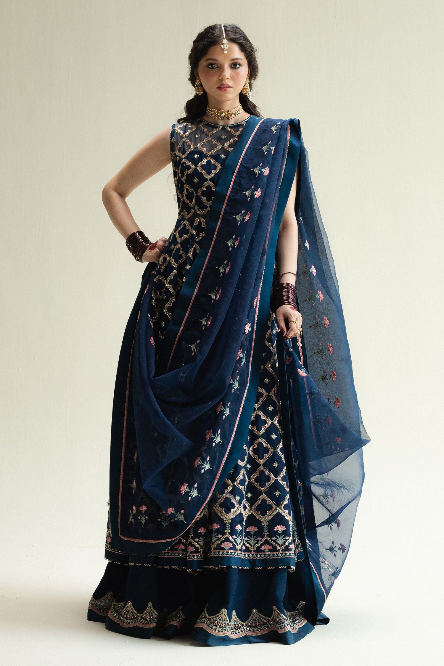 Zara Shahjahan 3 Piece Custom Stitched Suit - Blue - LB31380