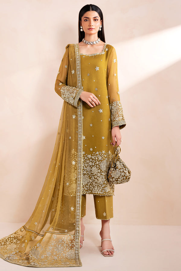 Farasha 3 Piece Custom Stitched Suit - Mustard - LB289068